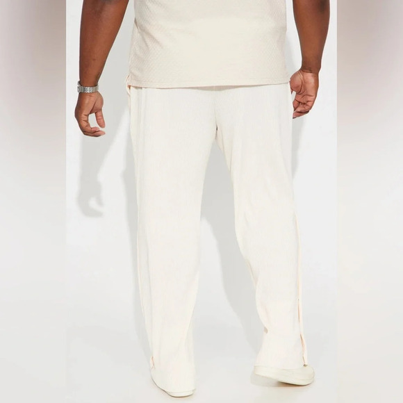 Fashion Nova Turn Me Up Side Snap Plisse Pants - Cream NWT XXXL - Picture 6 of 6